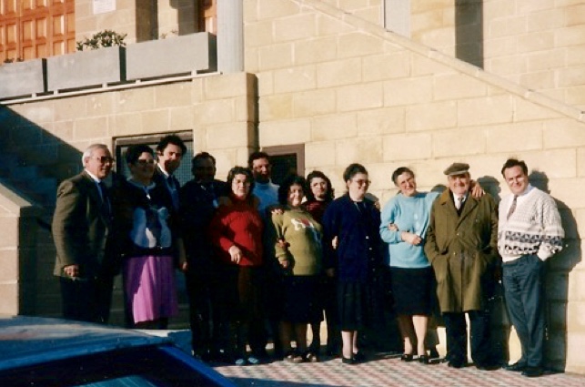 Me, my siblings and our spouses, in front of the current church in Massafra, on Via Brindisi (1996)